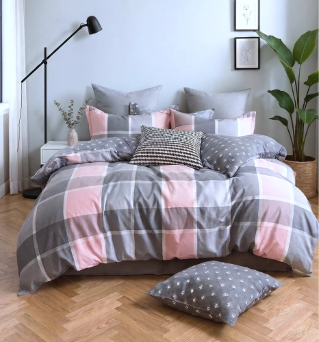 szaro-rozowa-krata-posciel.webp